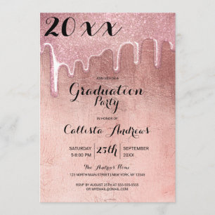 Invitation Rose glamour épais Parties scintillant gouttes de 