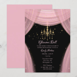 Invitation Rose Glamour et Noir Sweet Seize