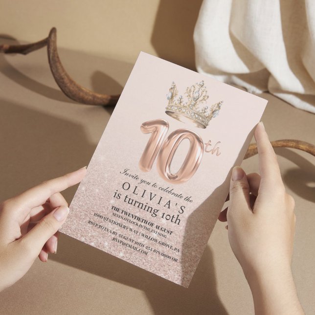 Invitation Rose Gold  10e fête d'anniversaire (Créateur téléchargé)
