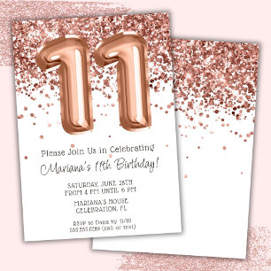 Invitation Rose Gold 11e anniversaire fêter l'invitation