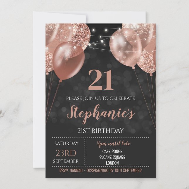 Invitation Rose Gold 21e Anniversaire (Devant)