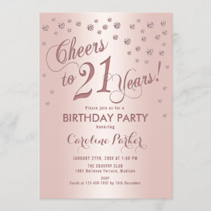 Invitation Rose Gold 21e fête d'anniversaire