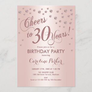 Invitation Rose Gold 30e fête d'anniversaire