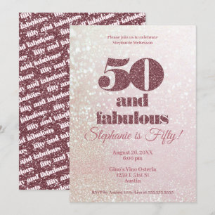 Invitation Rose Gold 50 et fabuleux Elégant Cinquante Anniver