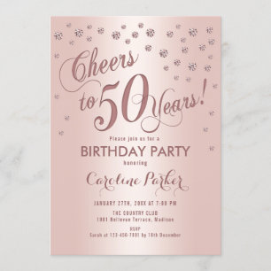 Invitation Rose Gold 50e fête d'anniversaire