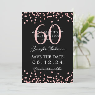 Invitation Rose Gold 60e anniversaire Enregistrer la date Noi