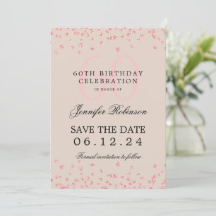 Invitation Rose Gold 60e anniversaire Save Date Confetti Beig