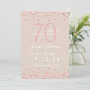 Invitation Rose Gold 70 Anniversaire Date de sauvegarde Confe
