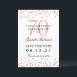 Invitation Rose Gold 70th Birthday Enregistrer la date Détail<br><div class="desc">Elégant design "70th Birthday Party" avec faux confettis de parties scintillant & détails texte. Facile à utiliser et facile à personnaliser. Commandez aujourd'hui !</div>