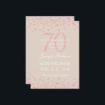 Invitation Rose Gold 70th Birthday Save Date Détails Champagn<br><div class="desc">Elégant design "70th Birthday Party" avec faux confettis de parties scintillant & détails texte. Facile à utiliser et facile à personnaliser. Commandez aujourd'hui !</div>