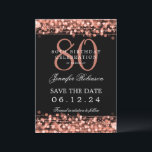 Invitation Rose Gold 80th Birthday Enregistrer la date avec l<br><div class="desc">Elégant design "80th Birthday Party" avec aurores dorées Rose et nom personnalisé et texte de détails. Facile à utiliser et facile à personnaliser. Commandez aujourd'hui !</div>
