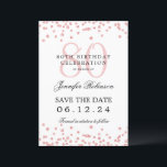 Invitation Rose Gold 80th Birthday Party Save Date Détails<br><div class="desc">Elégant design "70th Birthday Party" avec faux confettis de parties scintillant & détails texte. Facile à utiliser et facile à personnaliser. Commandez aujourd'hui !</div>