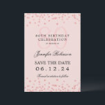 Invitation Rose Gold 80th Birthday Save Date Détails Blush<br><div class="desc">Elégant design "70th Birthday Party" avec faux confettis de parties scintillant & détails texte. Facile à utiliser et facile à personnaliser. Commandez aujourd'hui !</div>