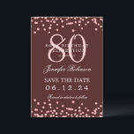 Invitation Rose Gold 80th Birthday Save Date Détails Bourgogn<br><div class="desc">Elégant design "70th Birthday Party" avec faux confettis de parties scintillant & détails texte. Facile à utiliser et facile à personnaliser. Commandez aujourd'hui !</div>