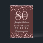 Invitation Rose Gold 80th Birthday Save Date Détails Bourgogn<br><div class="desc">Elégant design "70th Birthday Party" avec faux confettis de parties scintillant & détails texte. Facile à utiliser et facile à personnaliser. Commandez aujourd'hui !</div>