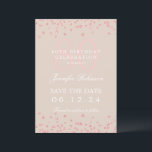 Invitation Rose Gold 80th Birthday Save Date Détails Champagn<br><div class="desc">Elégant design "70th Birthday Party" avec faux confettis de parties scintillant & détails texte. Facile à utiliser et facile à personnaliser. Commandez aujourd'hui !</div>
