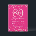 Invitation Rose Gold 80th Birthday Save Date Détails Hot Pink<br><div class="desc">Elégant design "70th Birthday Party" avec faux confettis de parties scintillant & détails texte. Facile à utiliser et facile à personnaliser. Commandez aujourd'hui !</div>