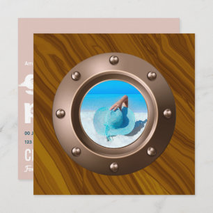 Invitation Rose Gold and Blush Nautical Graduation Photo Invi