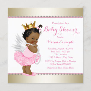 Invitation Rose Gold Angel bébé fille douche