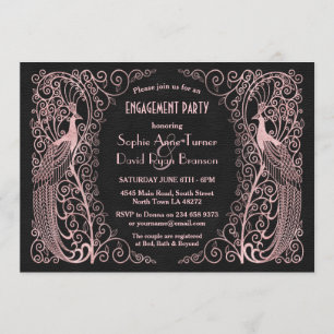 Invitation Rose Gold Art Déco Peacock