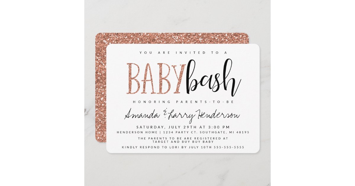 Invitation Rose Gold Baby Bash Baby Shower Des Couples Zazzle Fr Invitation Rose Gold Baby Bash Baby Shower Des Couples Zazzle Fr