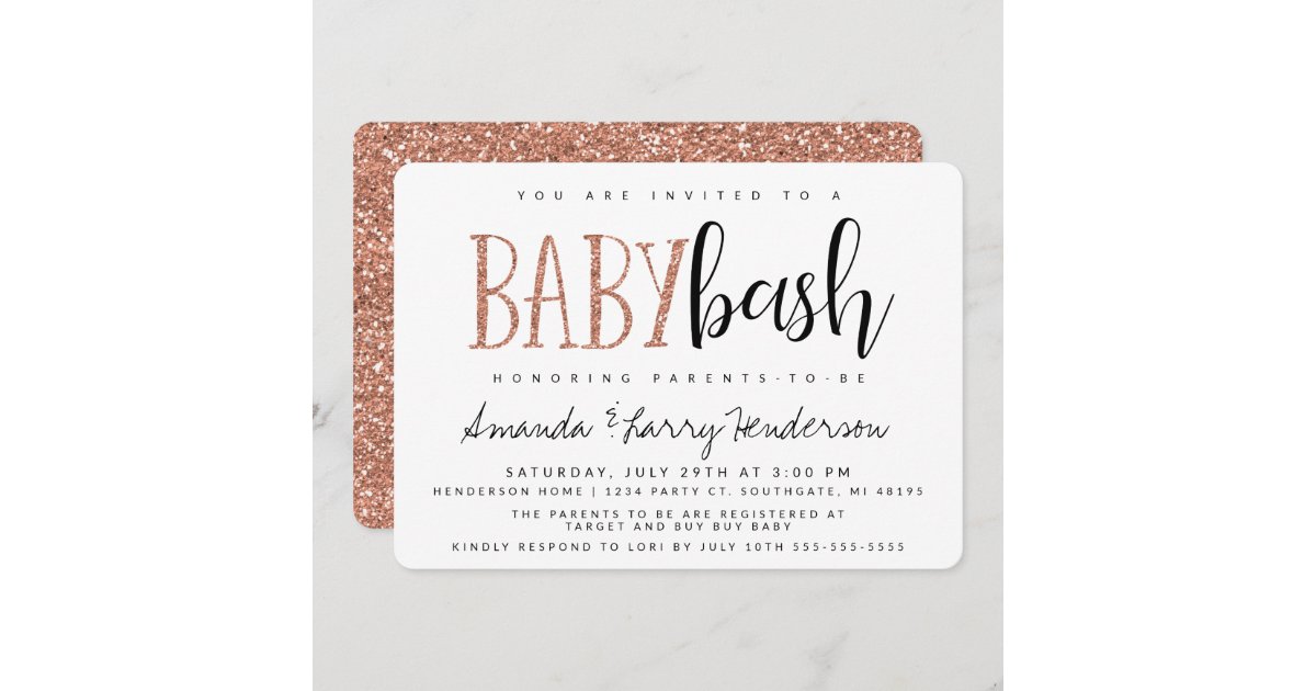 Invitation Rose Gold Baby Bash Baby Shower Des Couples Zazzle Fr