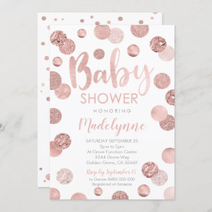 Invitation Rose Gold Baby shower Confetti Girl