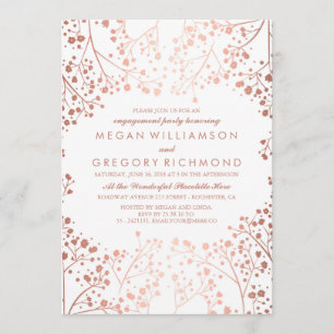 Invitation Rose Gold Baby's Breath Floral Engagement Party