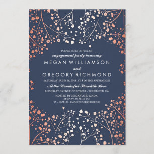 Invitation Rose Gold Baby's Breath Floral Engagement Party