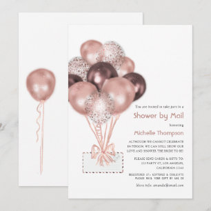 Invitation Rose Gold Balloon Baby ou Fête des mariées par la 