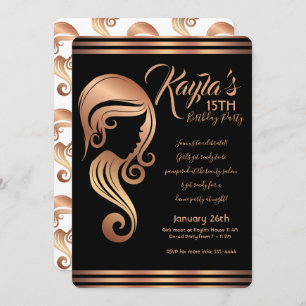 Invitation Rose Gold Beauty Girl Hair & Makeup Salon Party
