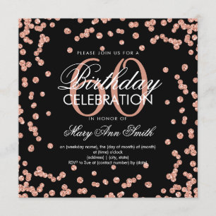 Invitation Rose Gold Black 60e anniversaire Parties scintilla