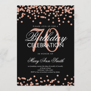 Invitation Rose Gold Black 70e anniversaire Parties scintilla