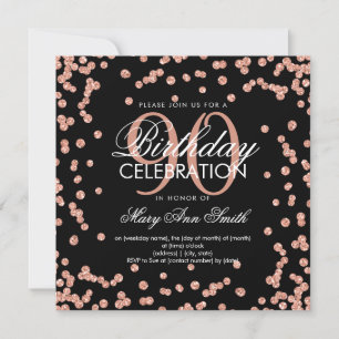 Invitation Rose Gold Black 90e anniversaire Parties scintilla