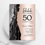 Invitation Rose Gold Black Agate Surprise 50e anniversaire<br><div class="desc">L'agate d'or noir et rose surprend l'invitation de fête de 50e anniversaire. Design élégant et moderne avec arrière - plan de géométrie en pierre de pierre en marbre, faux or rose de parties scintillant et police de script de typographie. Carte invitation branchée parfaite pour une célébration anniversaire féminine élégante. Invitations...</div>