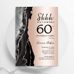 Invitation Rose Gold Black Agate Surprise 60e anniversaire<br><div class="desc">L'agate d'or noir et rose surprend l'invitation de fête de 60e anniversaire. Design élégant et moderne avec agate marbre arrière - plan, faux rose de parties scintillant or et typographie script de police. Carte invitation branchée parfaite pour une célébration anniversaire féminine élégante. Invitations Zazzle imprimées ou téléchargement instantané modèle imprimable...</div>