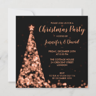 Invitation Rose Gold & Black Christmas Holiday Party