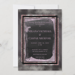 Invitation Rose Gold & Black Watercolor Gallery Mariage