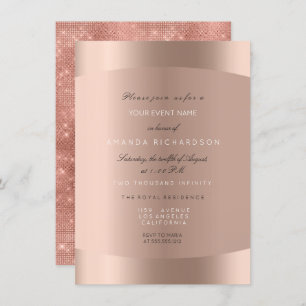 Invitation Rose Gold Black White Parties scintillant minimale