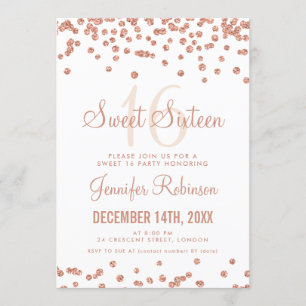 Invitation Rose Gold Blanc Sweet 16 Anniversaire Parties scin