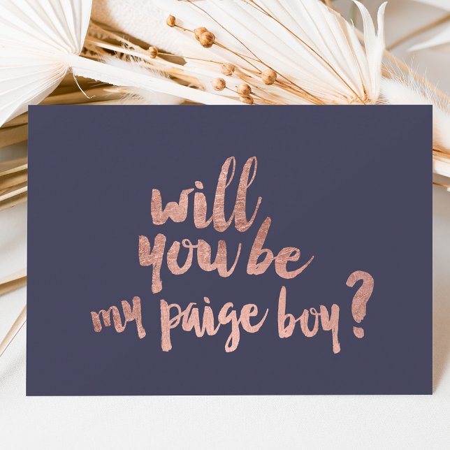 Invitation Rose gold bleu Seras-tu mon garçon de page (Créateur téléchargé)
