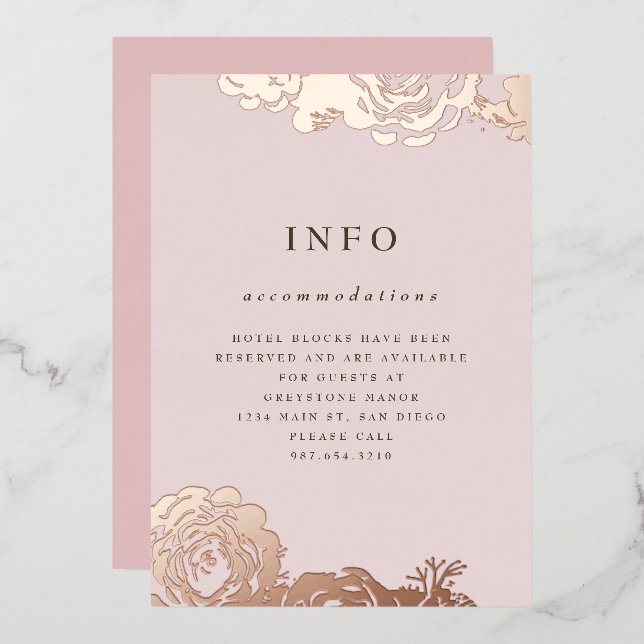 Invitation rose Gold Blooms (Recto/Verso)