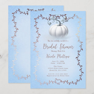 Invitation Rose Gold Blue Livre Blanc Citrouille Mariage