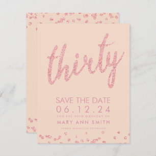 Invitation Rose Gold Blush 30th Birthday Save Date Confetti
