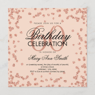 Invitation Rose Gold Blush 60e anniversaire Parties scintilla