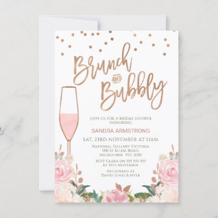 Invitation Rose Gold Blush Brunch Fête des mariées Bubbly