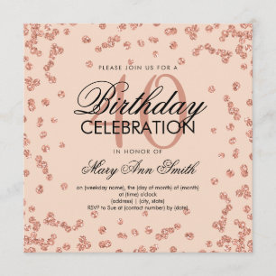 Invitation Rose Gold Blush Parties scintillant Confetti 40e a