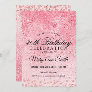 Invitation Rose Gold Blush Parties scintillant Glam 30e anniv