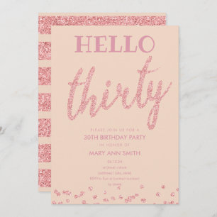 Invitation Rose Gold Blush Parties scintillant "Hello Thirty"