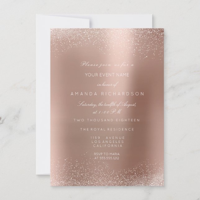 Invitation Rose Gold Blush Parties scintillant Spark nuptiale (Devant)